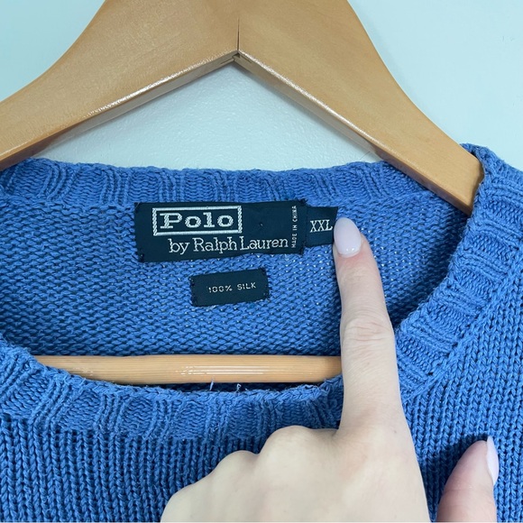 Polo by Ralph Lauren Blue Sweater 100% Silk - Picture 6 of 6